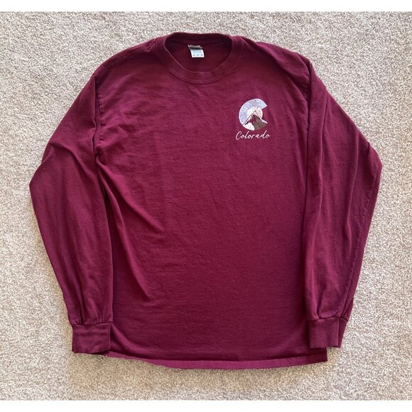 Colorado Life is Better in the Mountains Maroon Burgundy Long Sleeve Shirt M - Picture 1 of 6